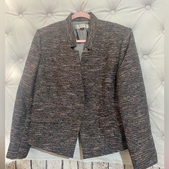 TAHARI ARTHUR S. LEVINE PETITE Blazer Metallic Tweed Mix Colors Women size 12 P - Picture 10 of 14